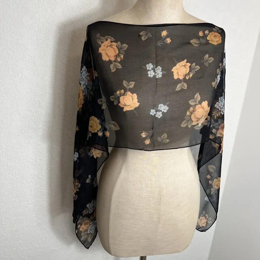Unbranded Silk Like Floral Rectangular Scarf, lightweight, versatile, multi use.